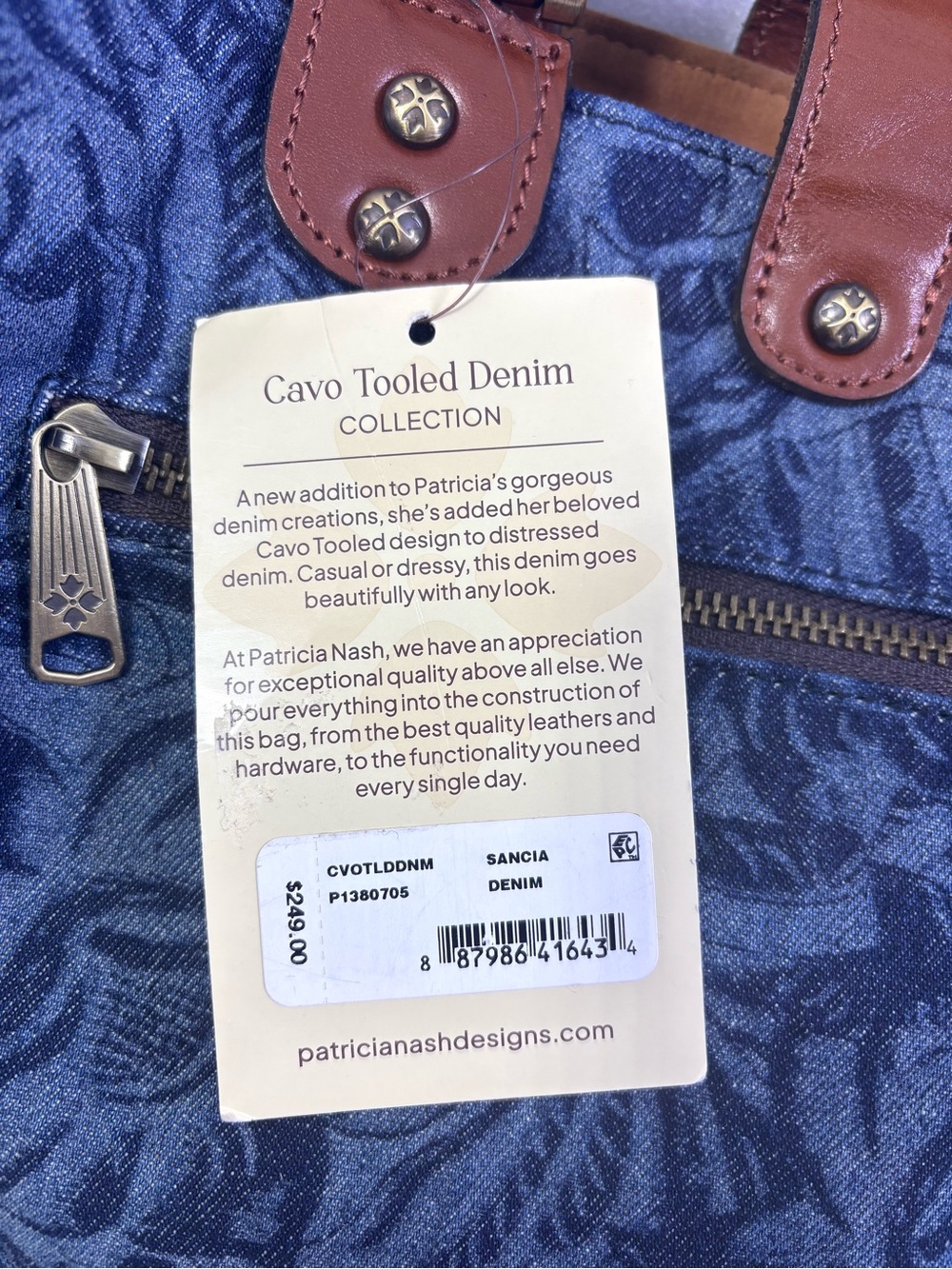 Patricia Nash Sancia MD Denim Satchel. - Picture 15 of 15